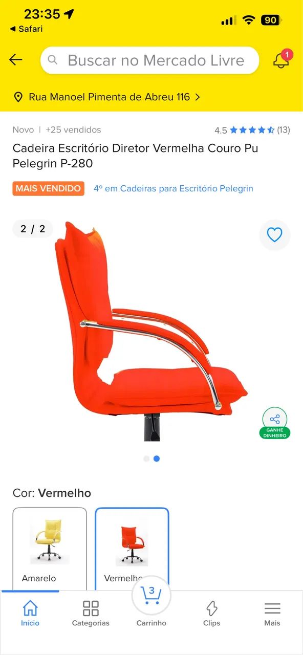Cadeira de escritório vermelha - Foto 4