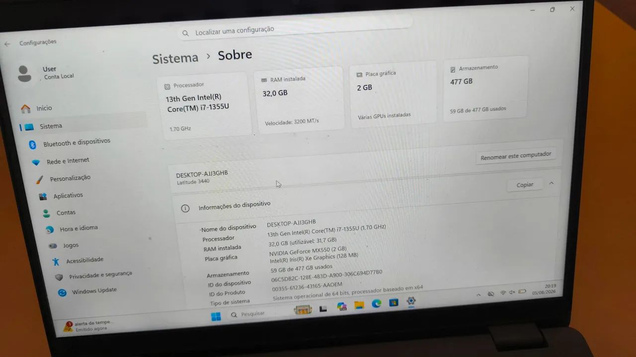Notebook Dell I7 13ª 32GB RAM 500GB SSD - Foto 2