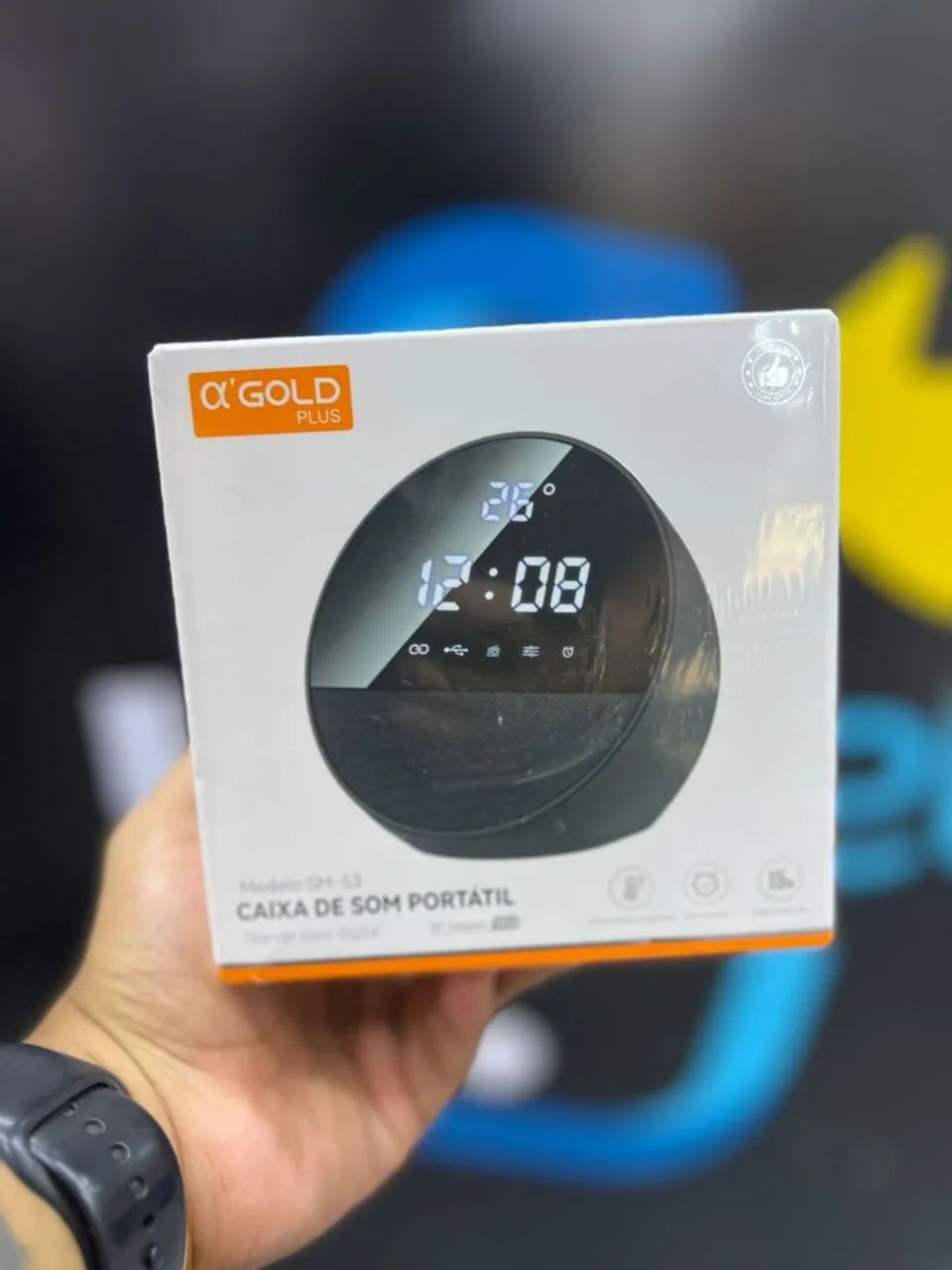 Caixa de Som e Relógio Digital Portátil A'Gold 444717156145582083