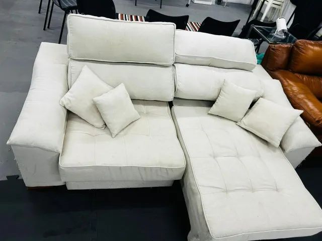 Sofá Cama Retrátil e Reclinável em Linho Atenas cor Creme - Foto 5