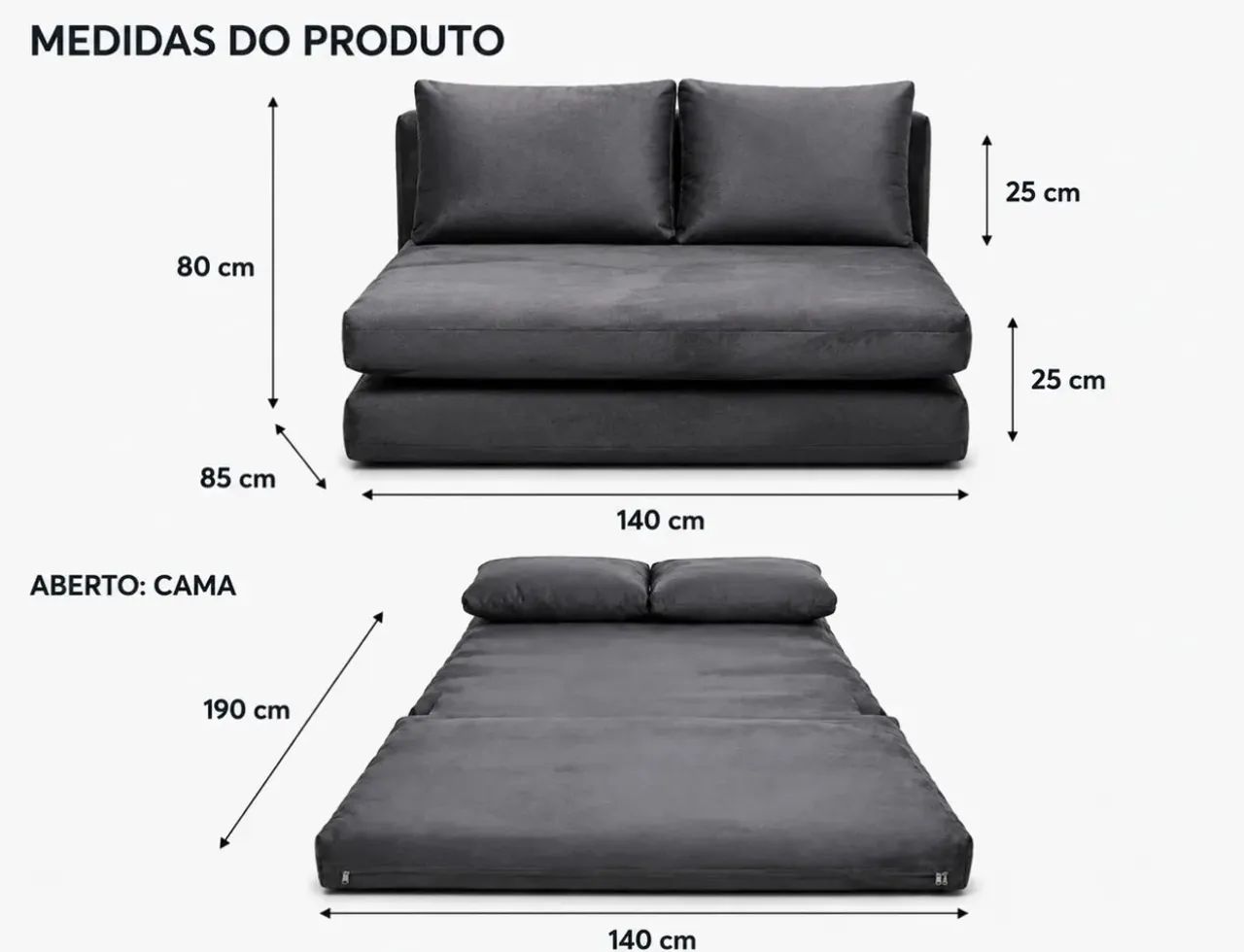 Sofá-Cama 1,40m - NOVO / NA CAIXA - Foto 4