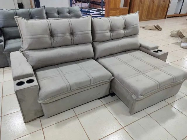 Sofá Retrátil e Reclinavel Espuma D28 2,25m Super Lindo Fazemos Entrega - Foto 2