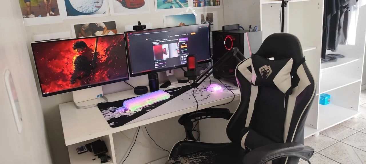 Setup Gamer Completo - Monitor Ultrawide 75Hz PC Full AMD - Kit HYSJ + Webcam C920s