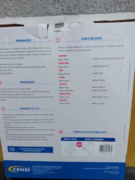 Assento Sanitário CENSI Soft Close - Novo - Foto 6