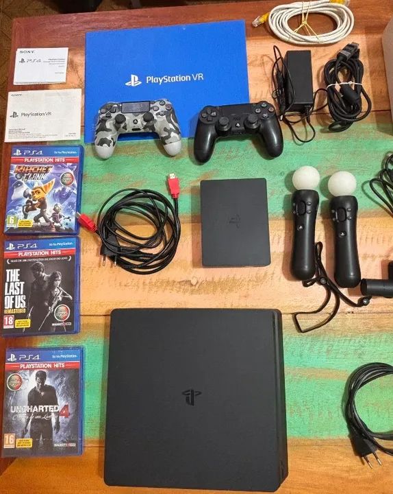 PlayStation 4 Slim com Óculos VR + Jogos + 2 Controle - Excelente Estado! - Foto 2
