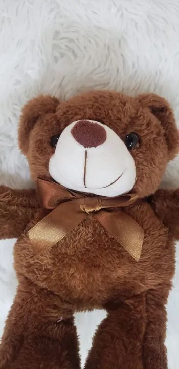Ursinho De Pelúcia Fofo 20cm Com Laço Presente Cheio De Amor - Foto 6