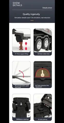 Caminhão RC da marca Huina 1318, carreta Truck prancha plataforma - Foto 6