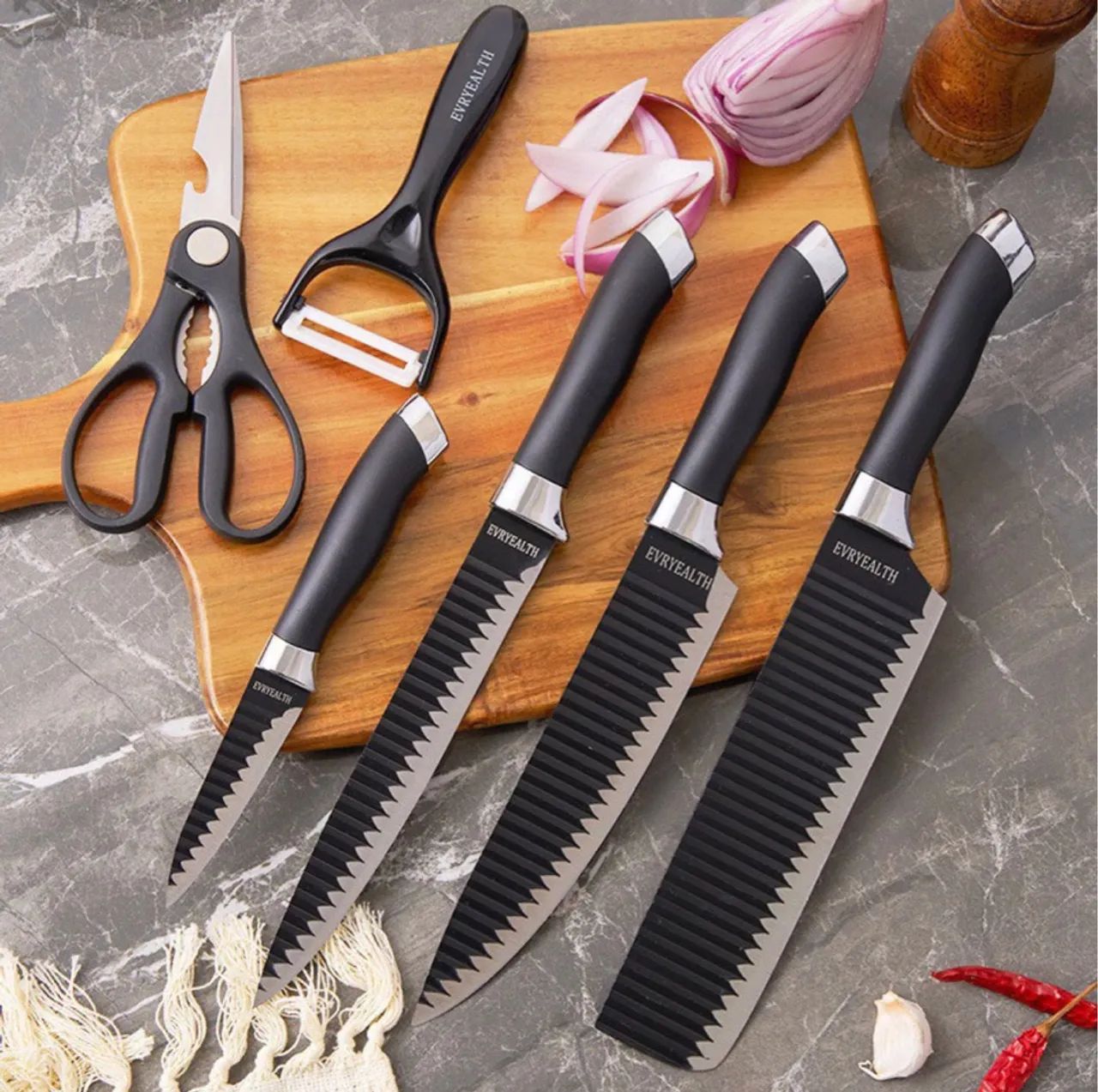 Kit de 6 Facas Churrasco inox cozinha Profissional Antiaderente - Foto 2