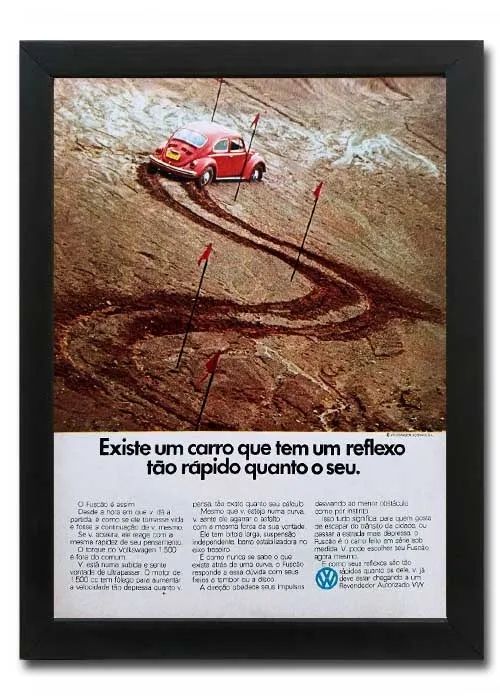 Fusca 1500 - Kit com 2 quadros decorativos com propaganda original de revista - Foto 2
