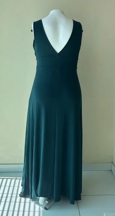 Vestido social, festas, longo, tamanho 48, verde escuro. - Foto 3