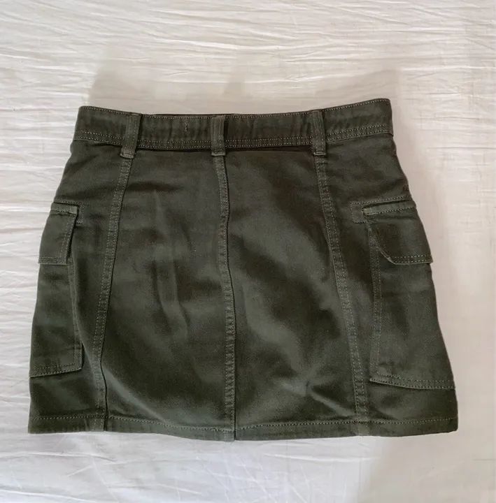 Saia Sarja Jeans Verde Militar - Foto 2