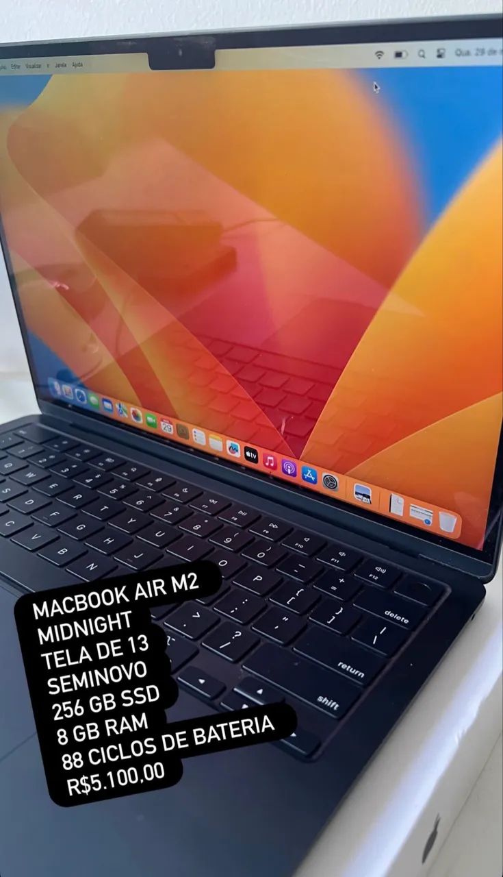 MacBook Air M2 Midnight 13 polegadas 98% Bateria - Notebooks