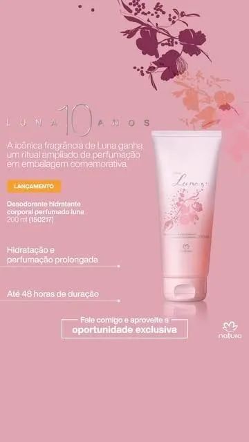 Loção Desodorante Hidratante Corporal LUNA TRADICIONAL 10ANOS 200ml - Foto 3