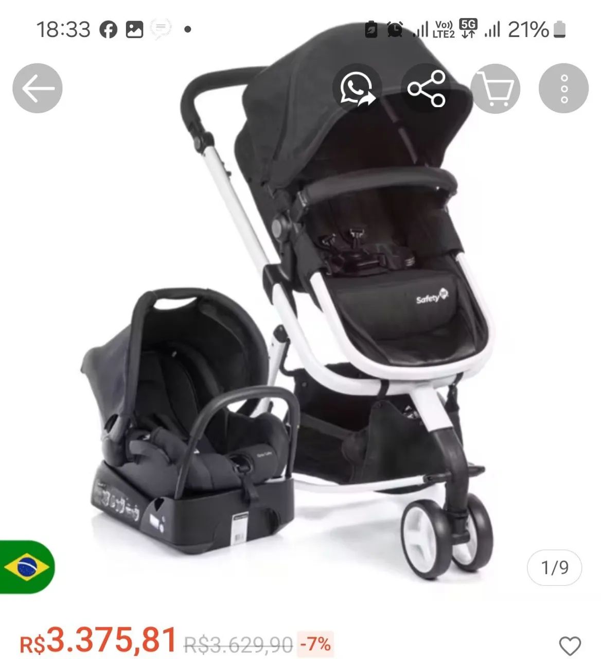 Kit carrinho de bebê Moisés com bebê conforto  - Foto 6