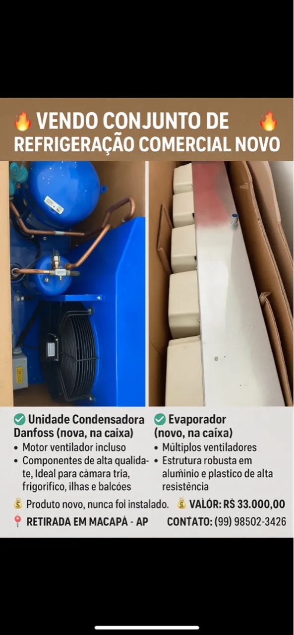 Vendo conjunto de refrigeração comercial novo