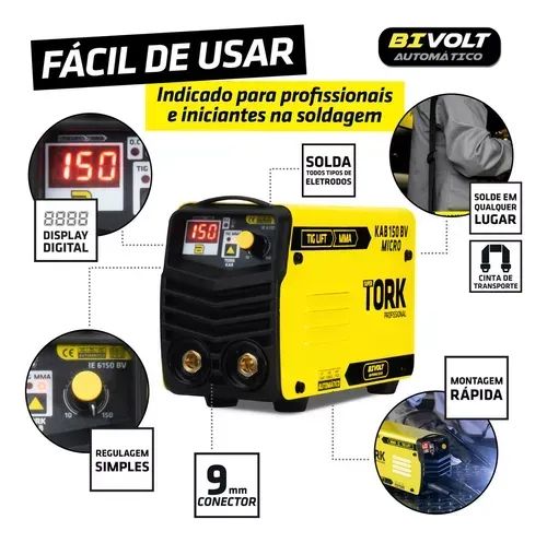 INVERSORA MMA 150 AMPERES KAB 150 MICRO 220V-Tork - Foto 4