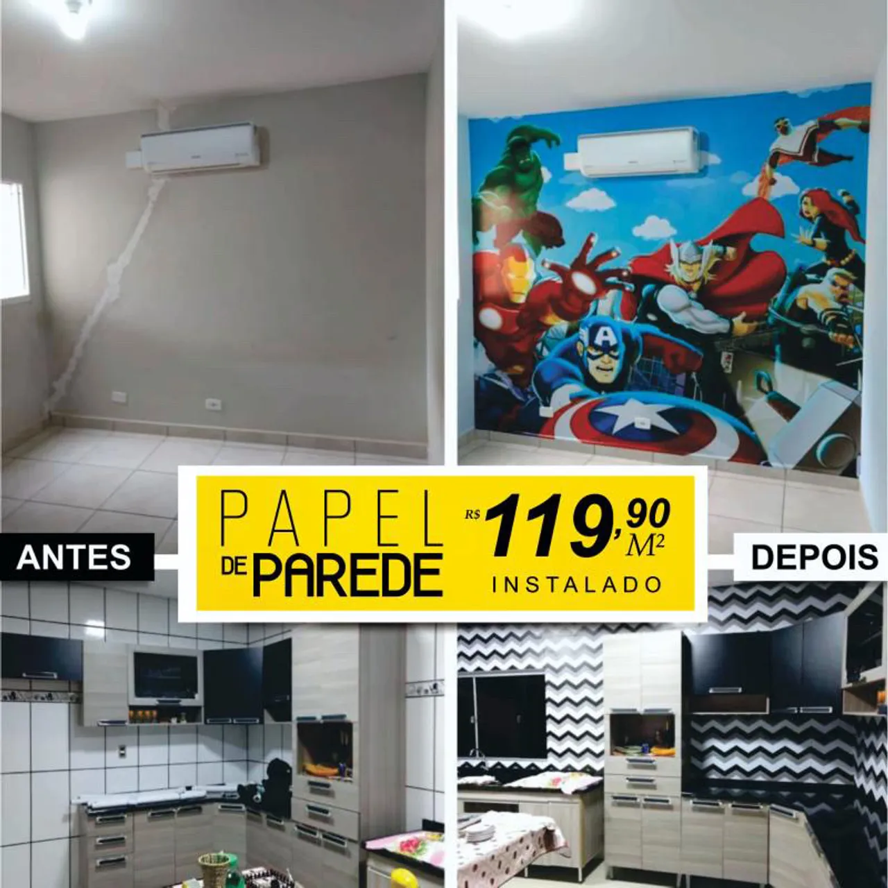 Papel de Parede - Adesivo vinil  - Transforme seu ambiente!