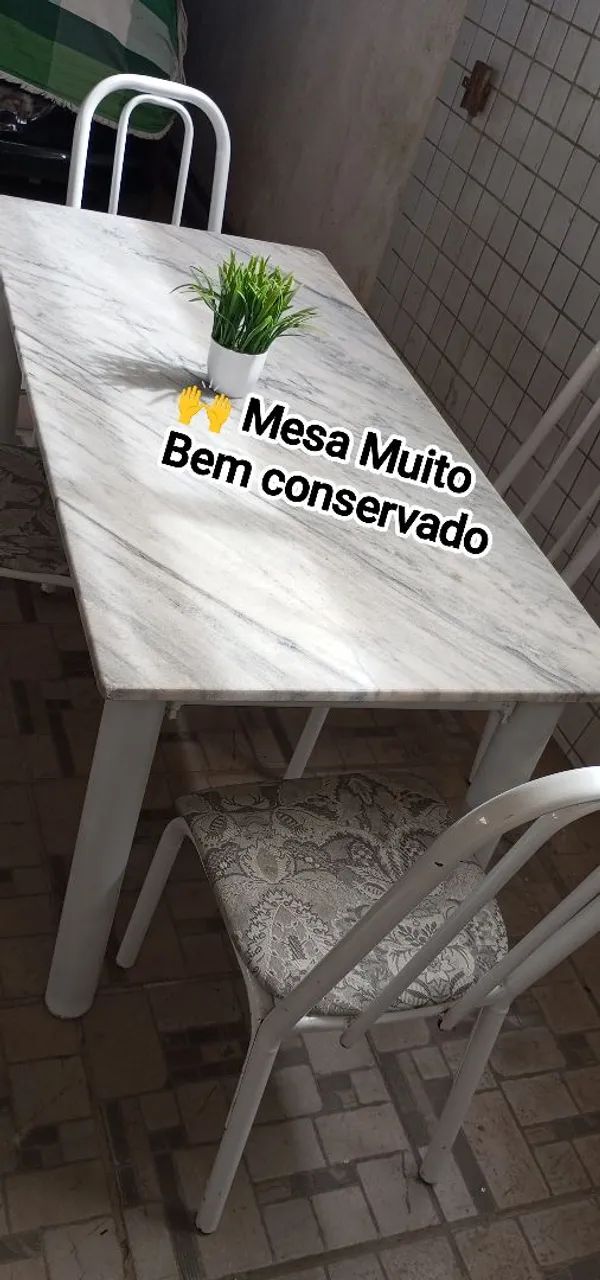 Mesa Tampo mármore 4 cadeiras 63824088699265124