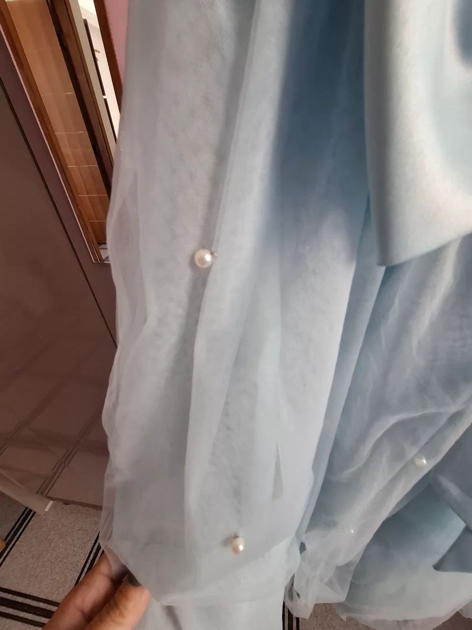 Vestido de Festa Infantil Azul com Laço - Foto 4