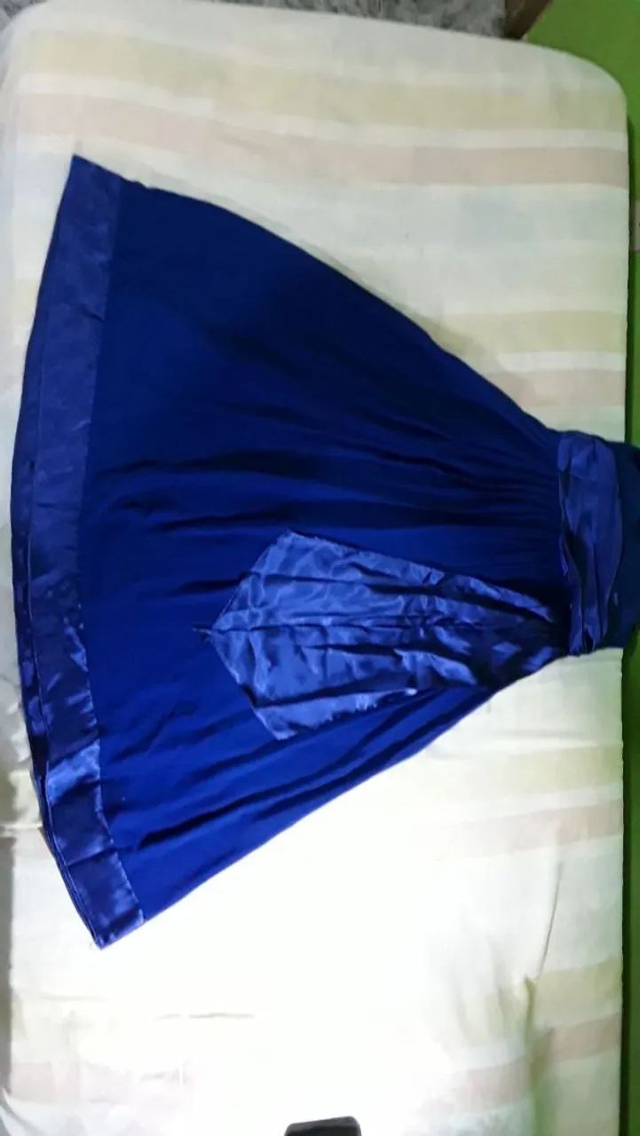 Vestido Azul Longo com Detalhe em cetim - Foto 4