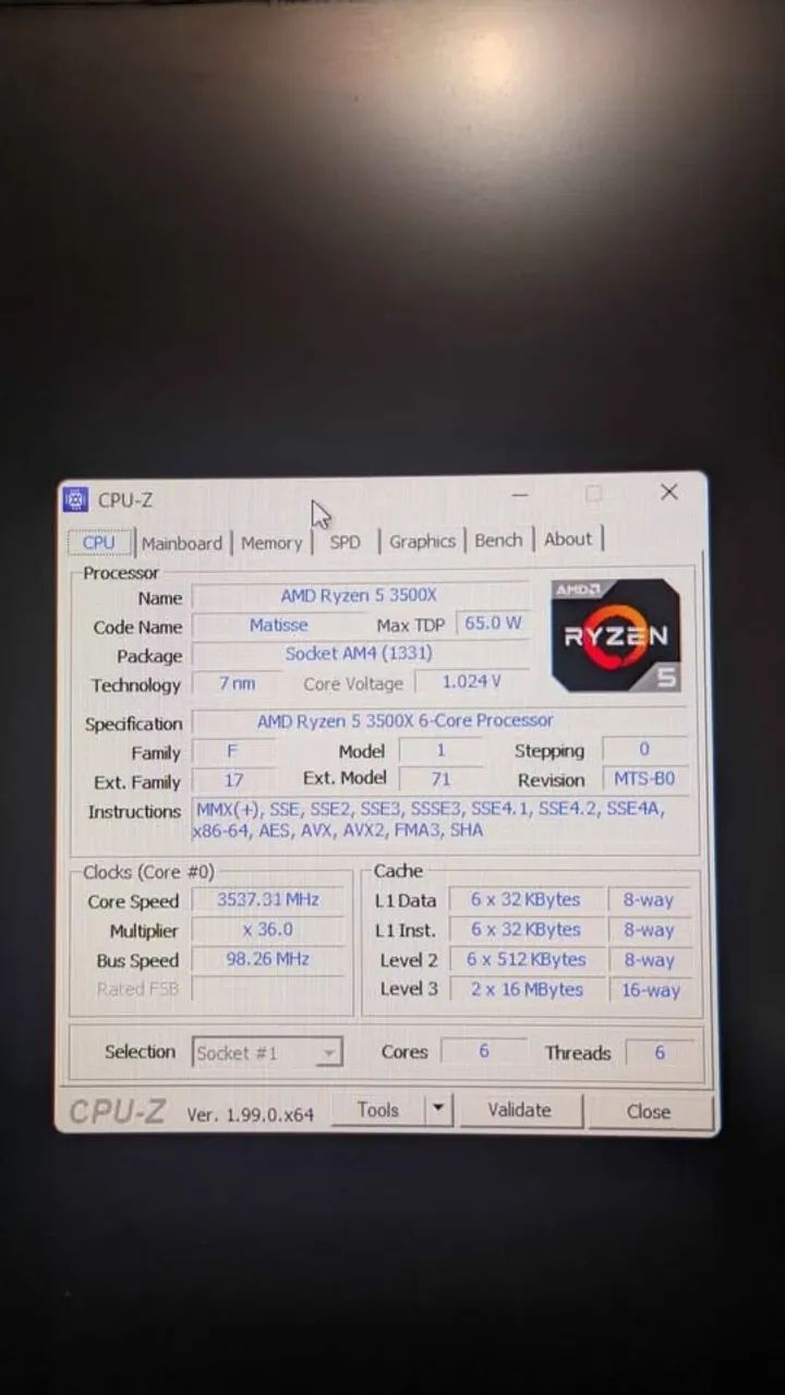 Processador AMD Ryzen 5 3500X + Cooler Box - Perfeito estado - Foto 5