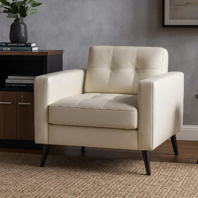 Poltrona Escritório ROMA 1 Lugar Corino Cor Nude Conforto Sofisticado Modelo 60070