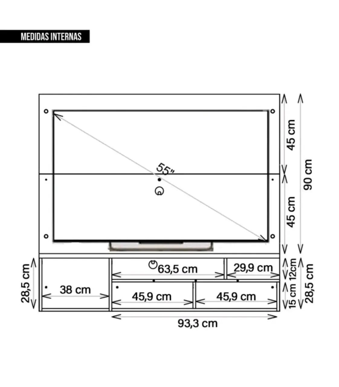 Painel Suspenso Para Tv Até 55 Polegadas- Novo Na Caixa Lacrado Design Moderno - Foto 3