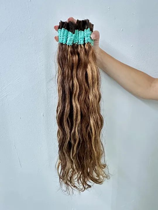 Cabelo humano ondulado moreno iluminado mesclado - Foto 2
