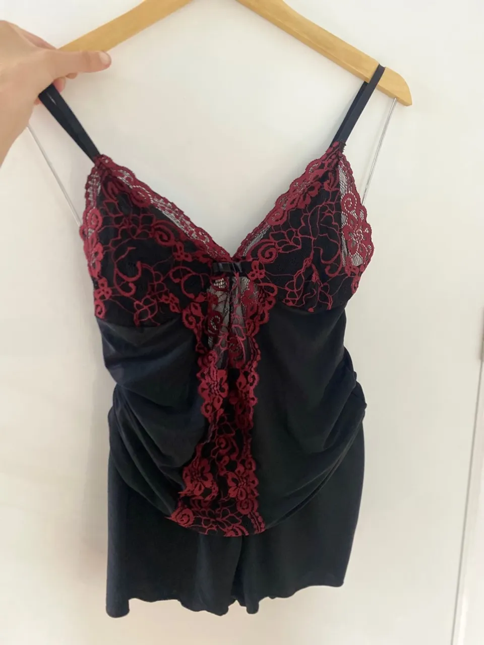 Baby doll preto com vermelho