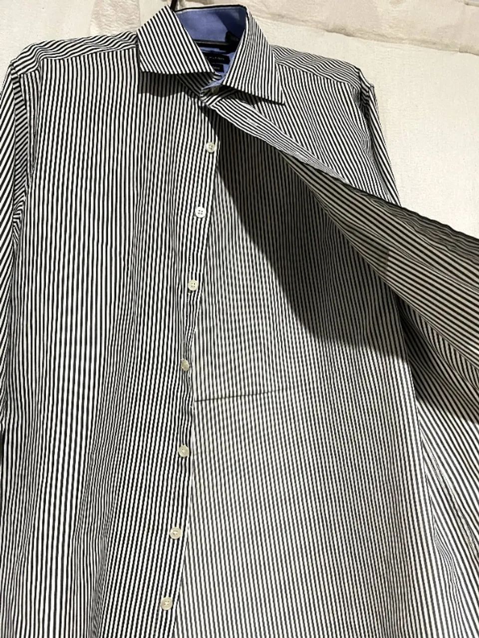 Camisa Social Listrada (preto e branco) Tommy - Foto 5