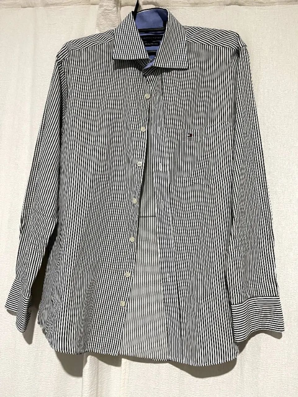 Camisa Social Listrada (preto e branco) Tommy - Foto 3