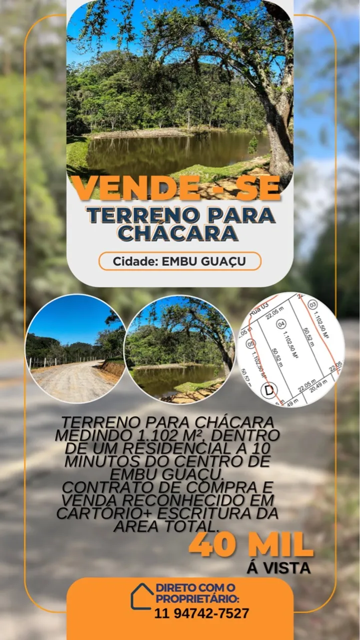 TERRENO PARA CHÁCARA EM EMBU GUAÇU