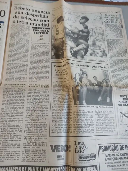 Jornal O Globo Brasil Tetra- 1994. - Foto 3