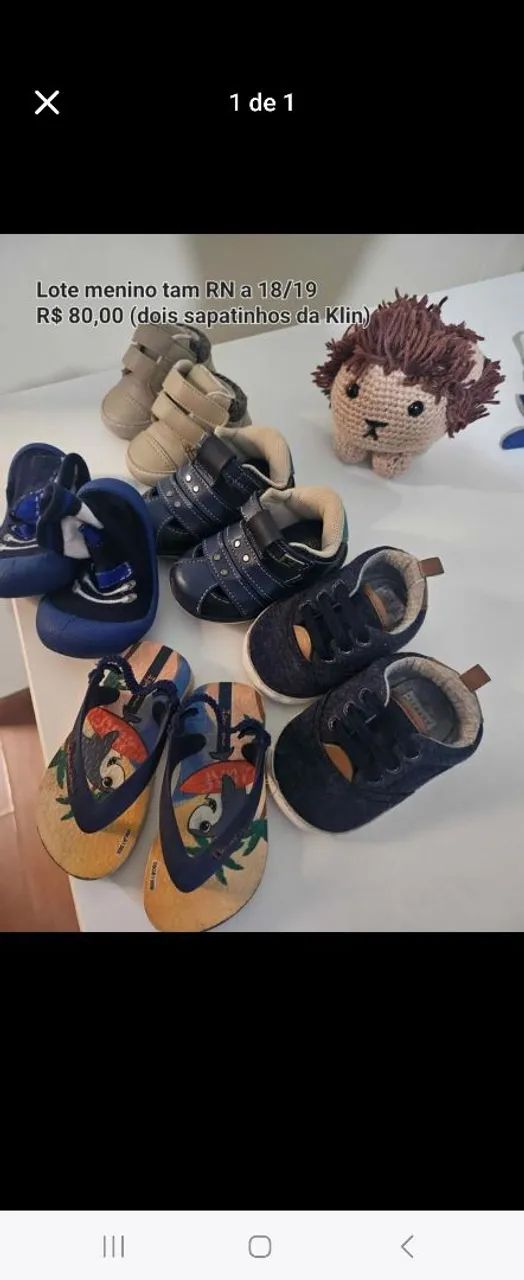 Lote de Sapatos para Bebê RN 18/19 - Klin e Outros