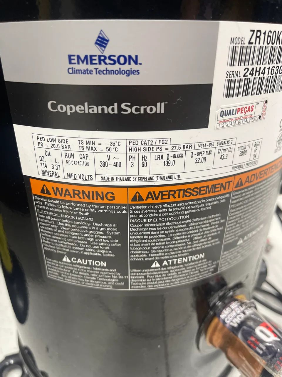 Compressor copeland 13,3 TR