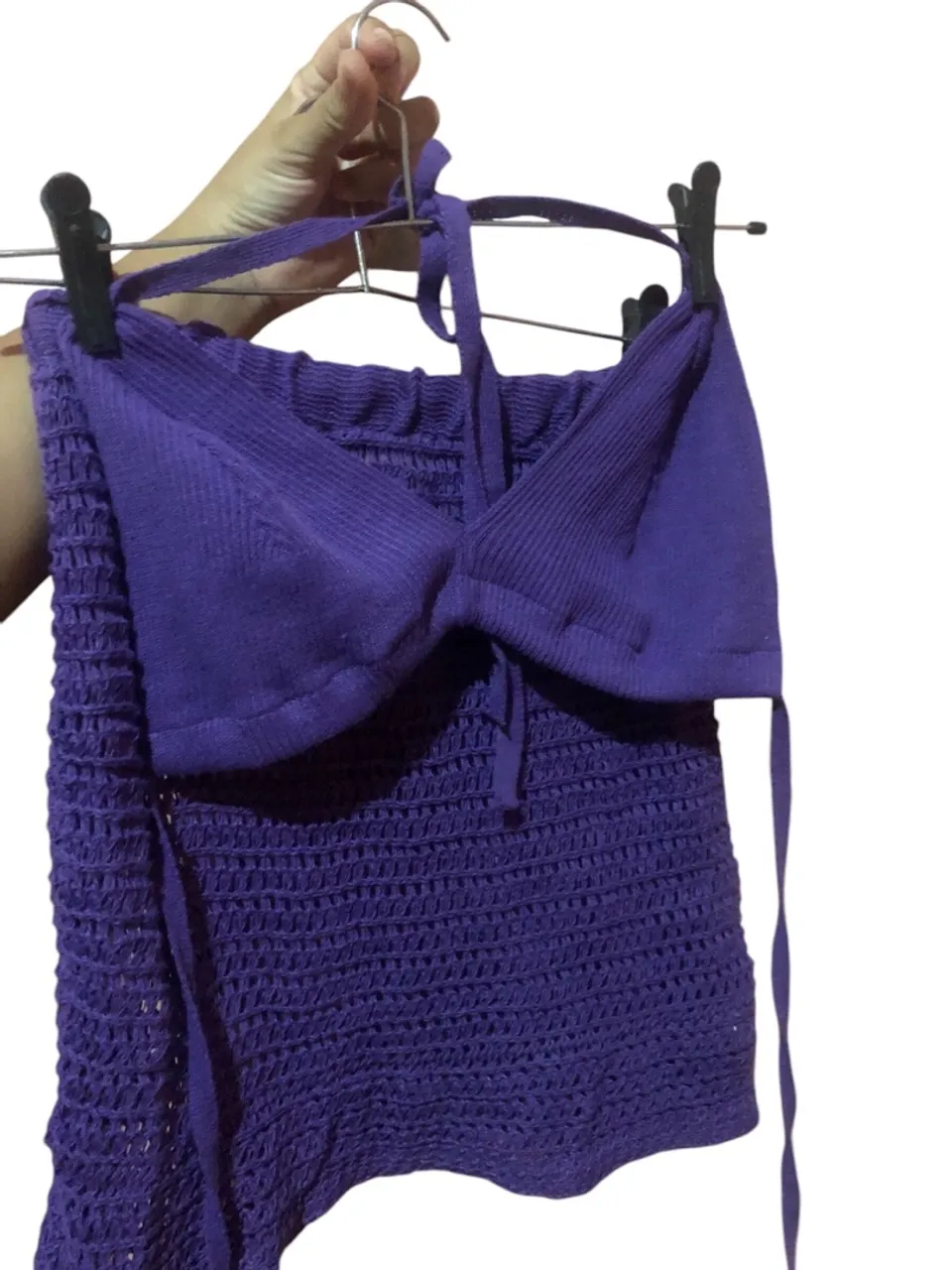 Conjunto de saída de praia roxo