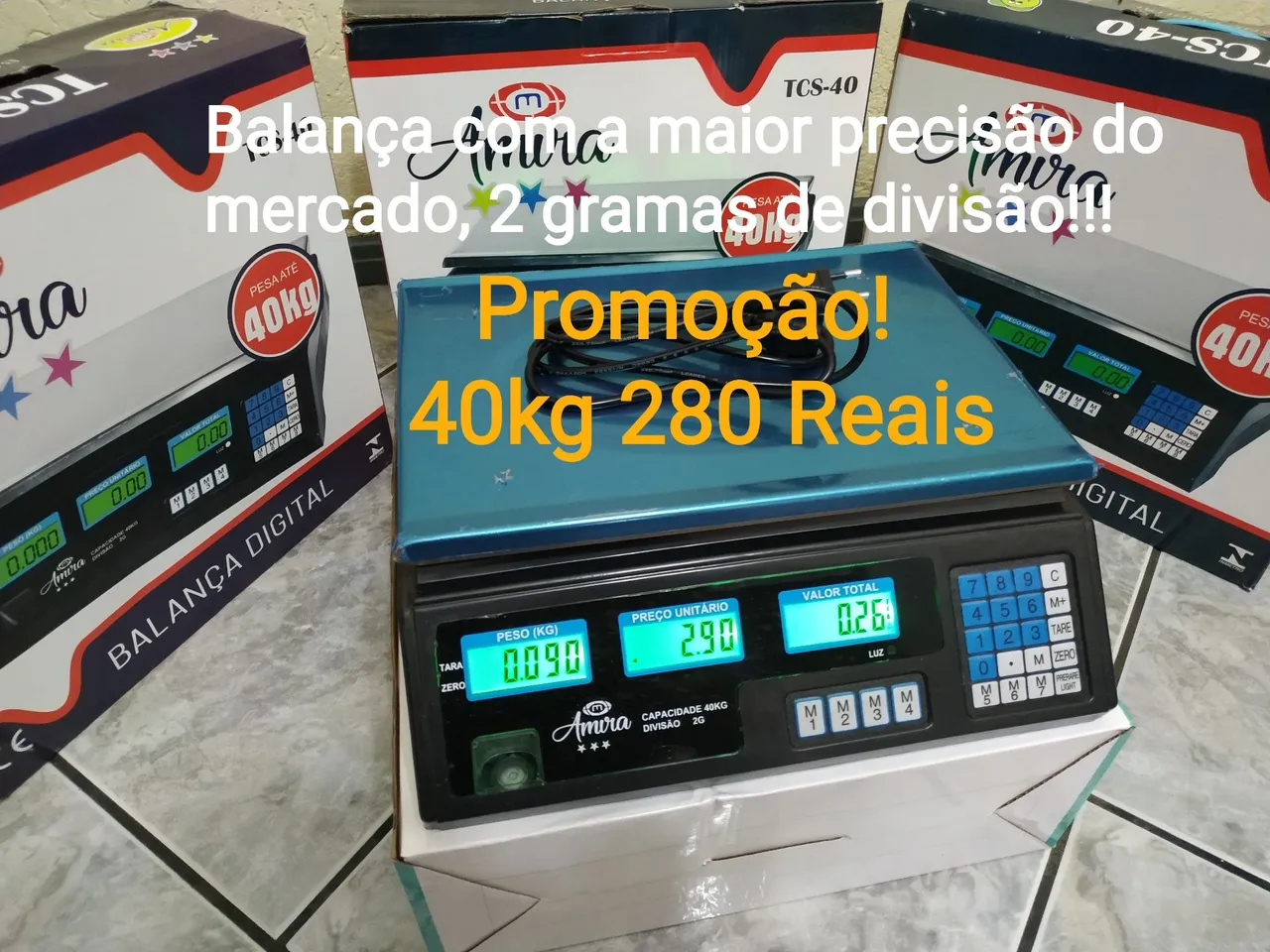 Promoção Balança Digital 40 Kg com Bateria Interna. Com Garantia