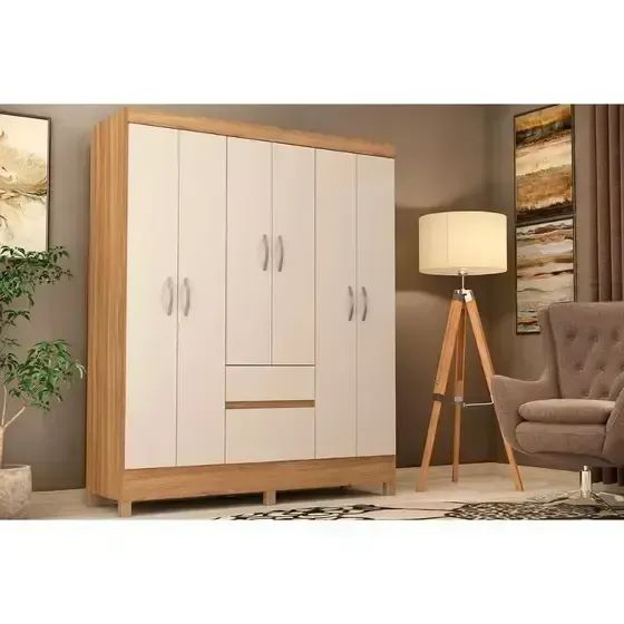 Roupeiro toquio demobile 6 portas 2 gavetas amendola off