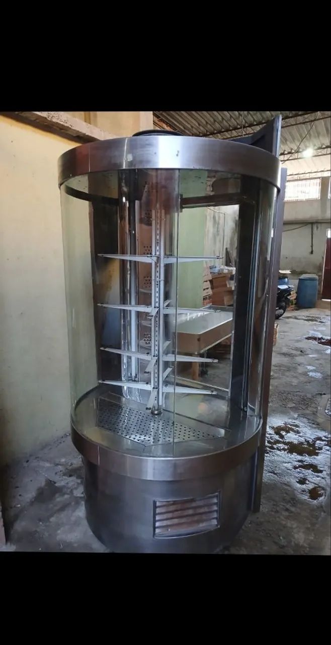 expositor de bolo refrigerado giratório redondo