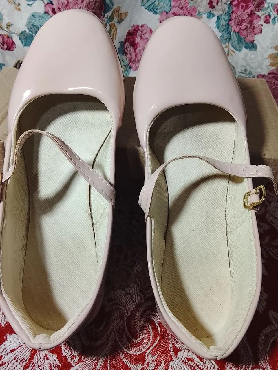 Nude Patent Leather Doll Shoes.