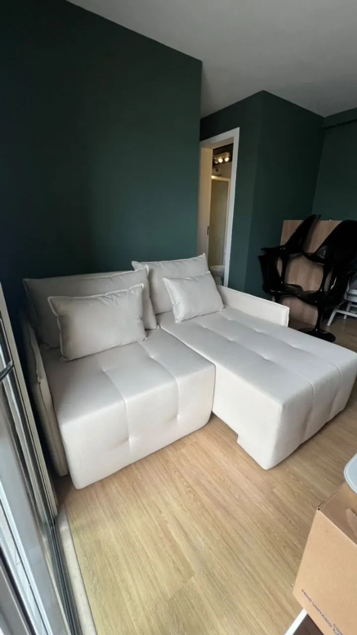 Sofá retrátil 2 lugares linho offwhite  - Foto 2