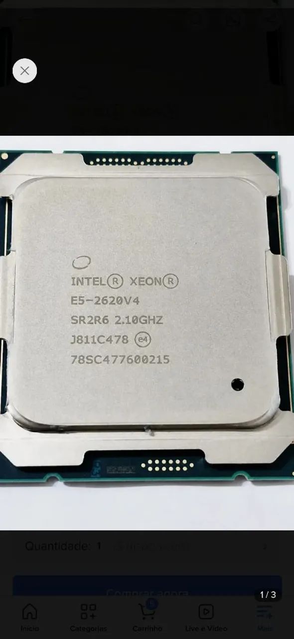 Processador Intel Xeon E5-2620 V4 2.10ghz Lga 2011-3 (Usado)