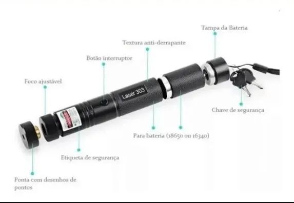 Super caneta laser pointer verde 98000mW kit completo. - Foto 4