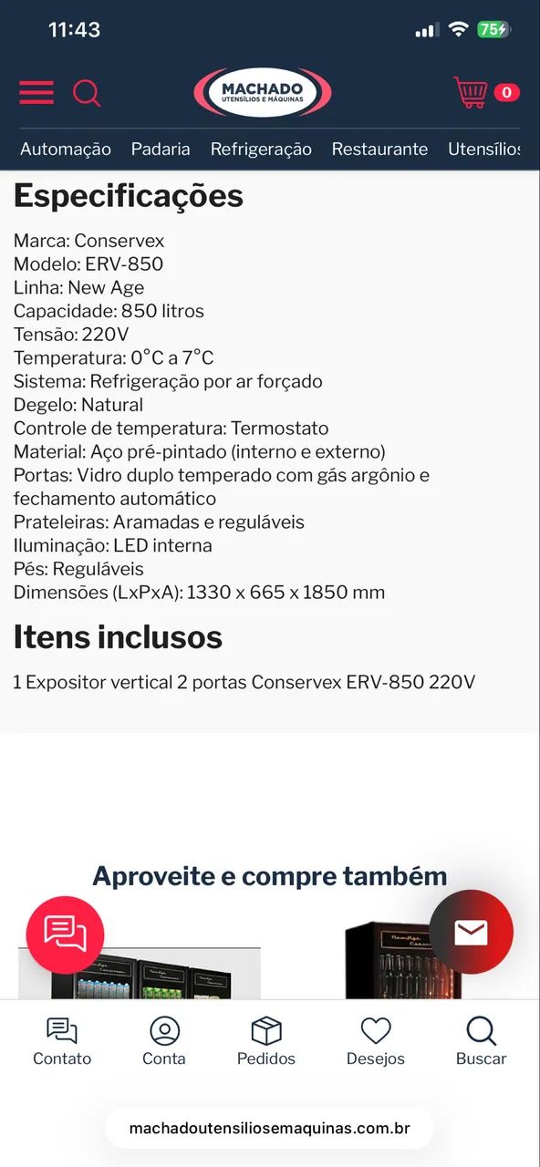 O expositor vertical Conservex ERV 850 inox  - Foto 4