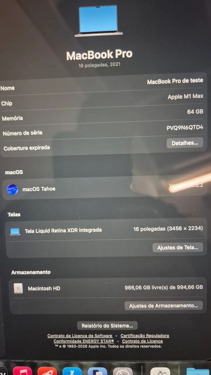 Macbook Pro 16 M1 Max 64GB 1TB GPU24 Core - Foto 4