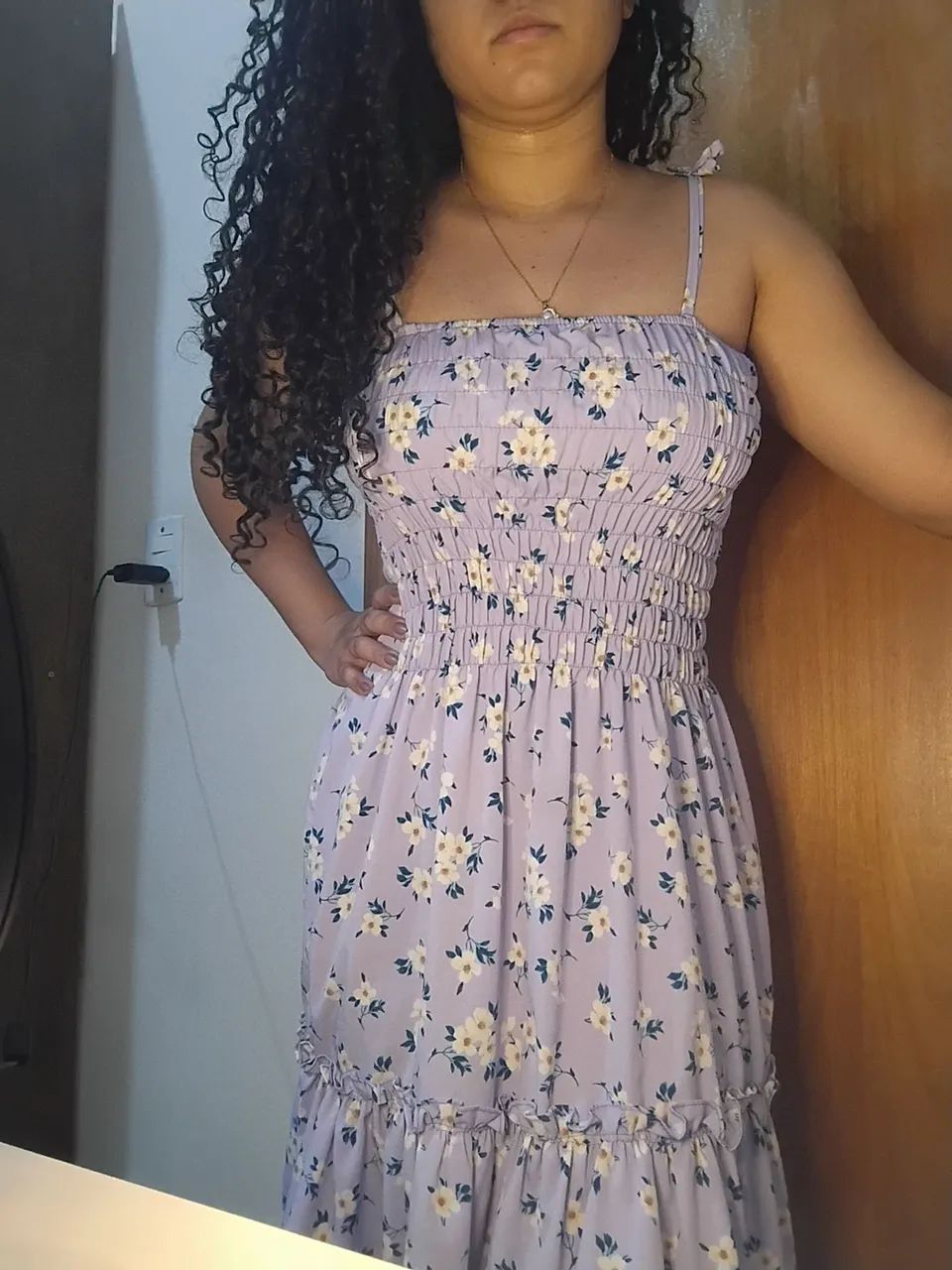 Vestido Lilás Longo Florido (Brechó) - Foto 3