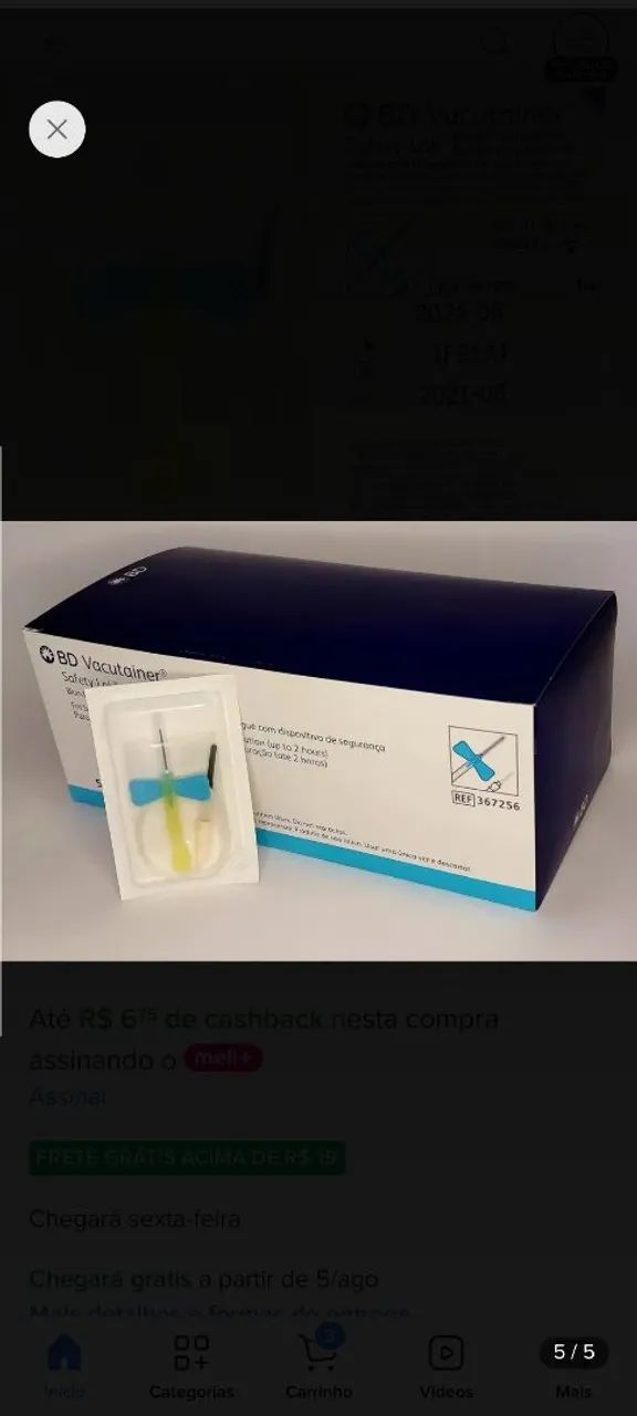 SCAP VACUTAINER BD 23G CAIXA COM 50 UNIDS  - Foto 5