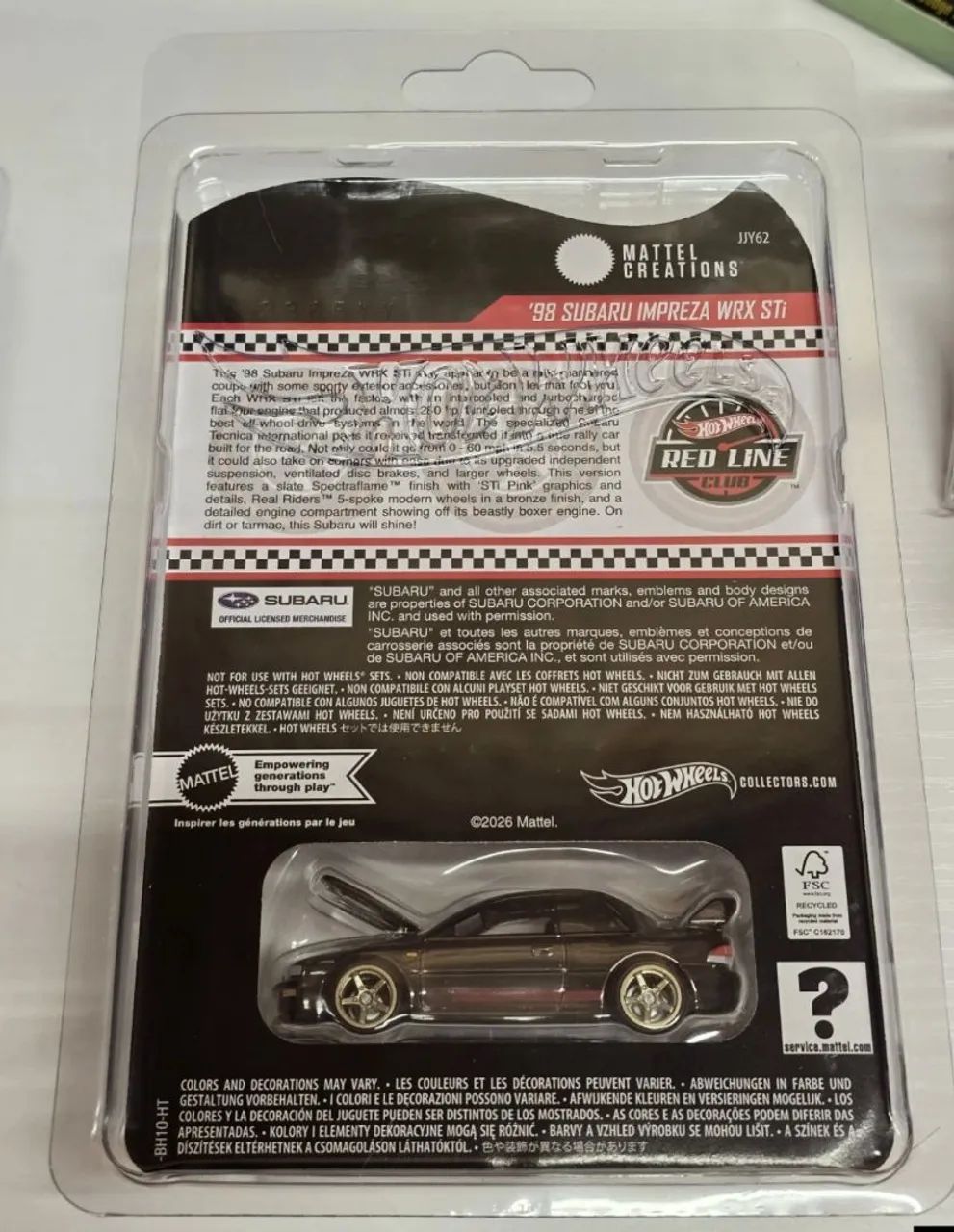 Hot Wheels 2026 RLC Exclusivo 1998 Subaru Impreza WRX STi