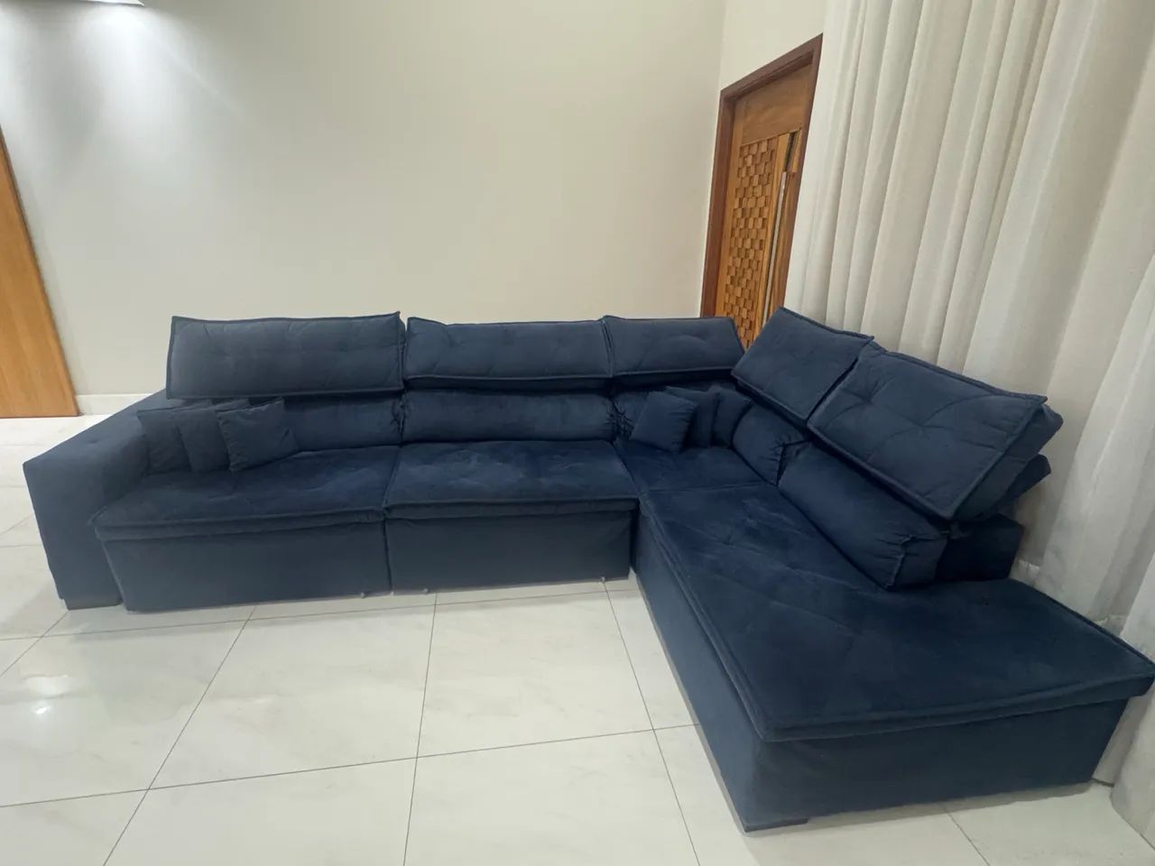 Sofá retrátil 8 lugares Azul - Foto 2