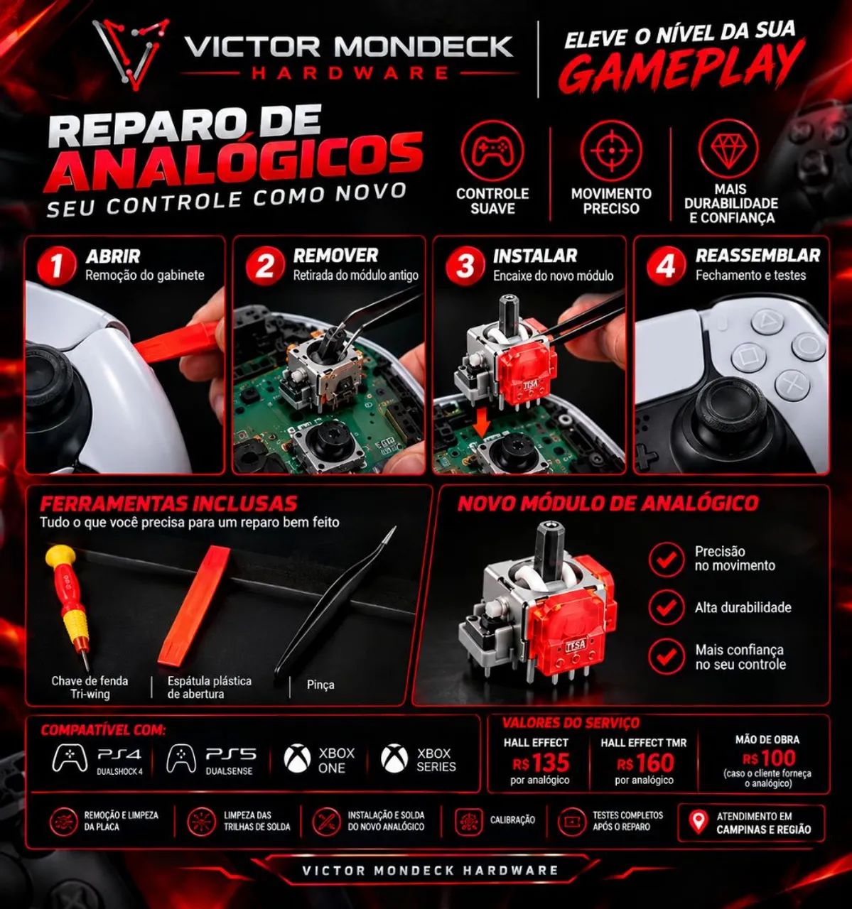 Reparo de analógicos PS4/PS5 e Xbox One/Series - Foto 3
